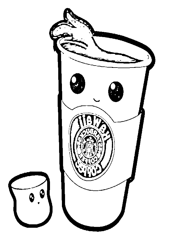 Dibujo de  comida kawaii, batido starbucks