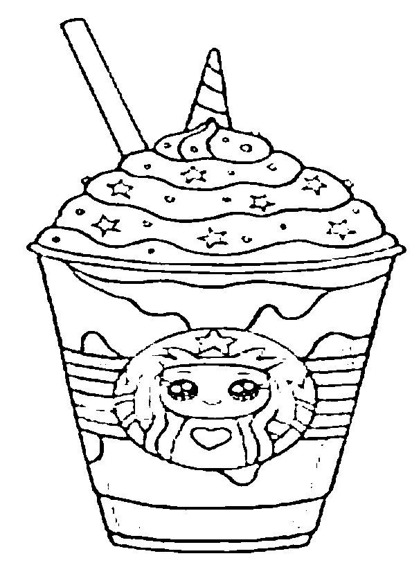 Dibujo de  comida kawaii, batido starbucks