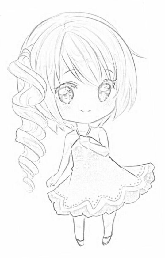 Dibujo chica anime Kawaii para colorear 2