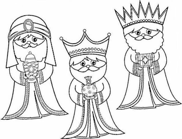 Dibujo de Navidad para colorear de los Reyes Magos de Oriente 9