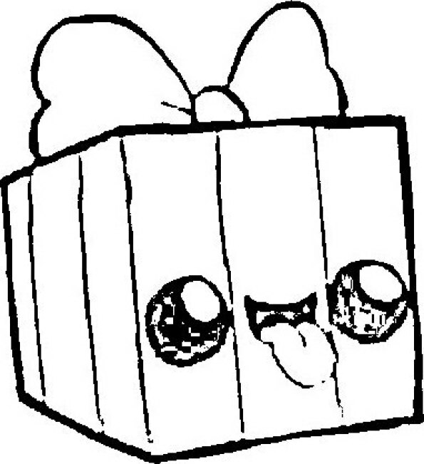 Dibujo Kawaii para colorear de caja de regalo