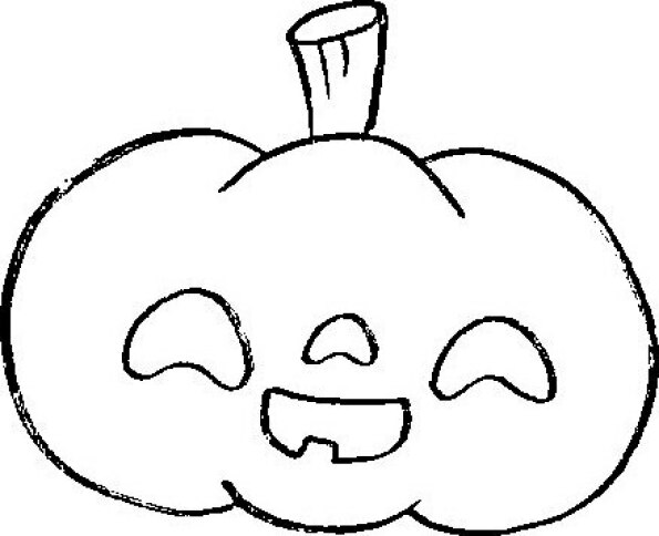 Dibujo Kawaii para colorear de calabaza Halloween