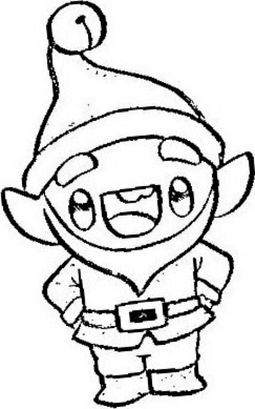 Dibujo kawaii para colorear de elfo de Navidad 3