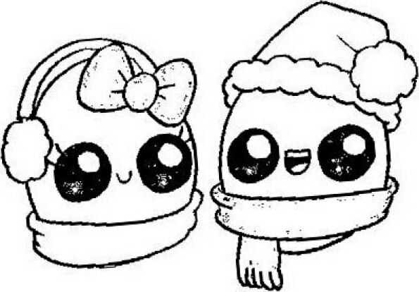 Dibujo kawaii para colorear de huevos para Navidad