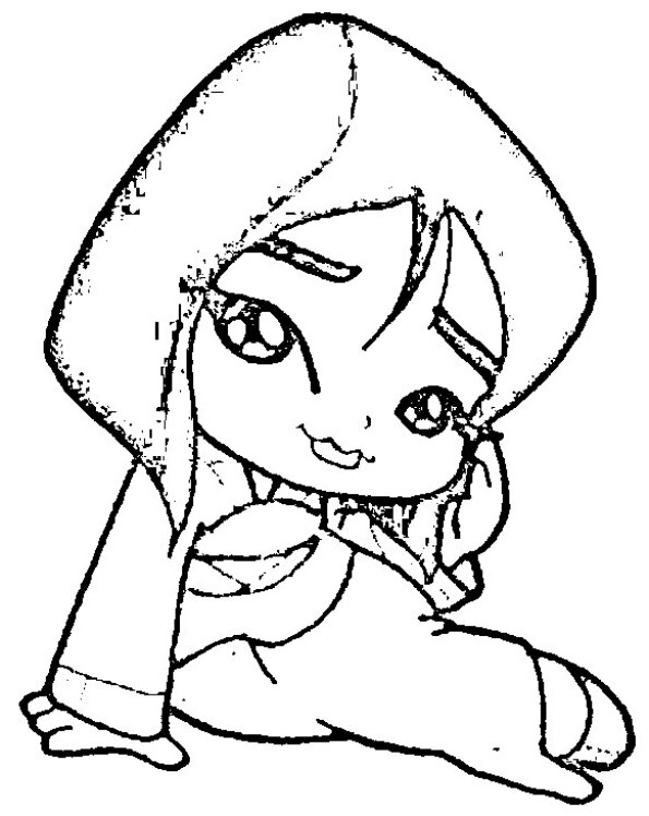 Dibujo Kawaii para colorear de Mulan