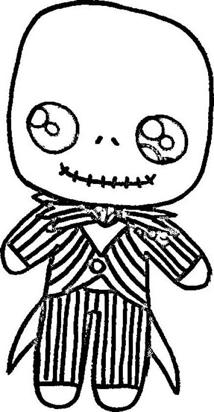 Dibujo Kawaii para colorear de muñeco Halloween