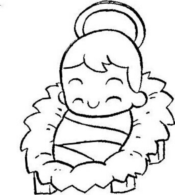 Dibujo kawaii para colorear de niño Jesús Kawaii