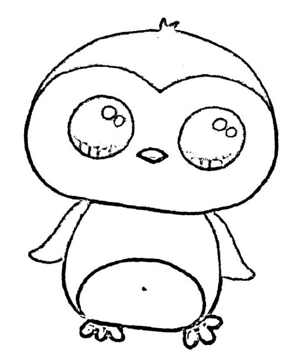 Dibujo Kawaii para colorear de pingüino 1