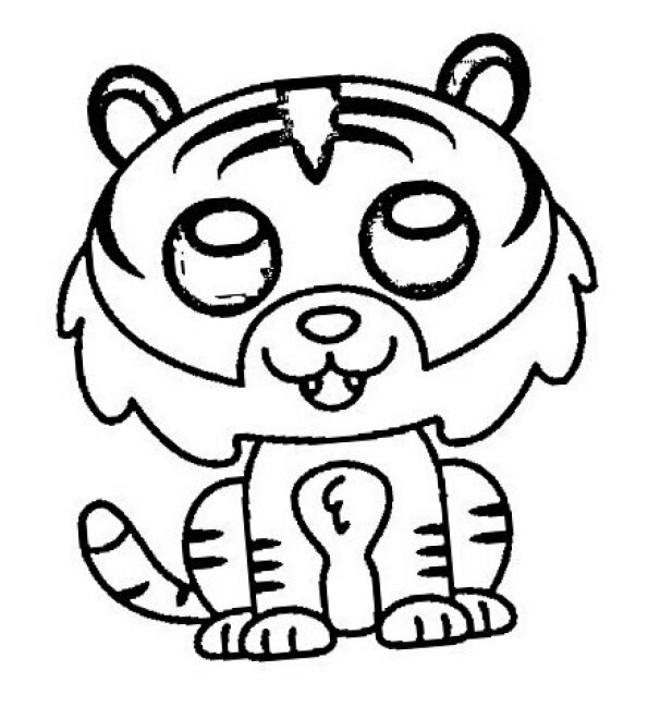 Dibujo Kawaii para colorear de tigre 1