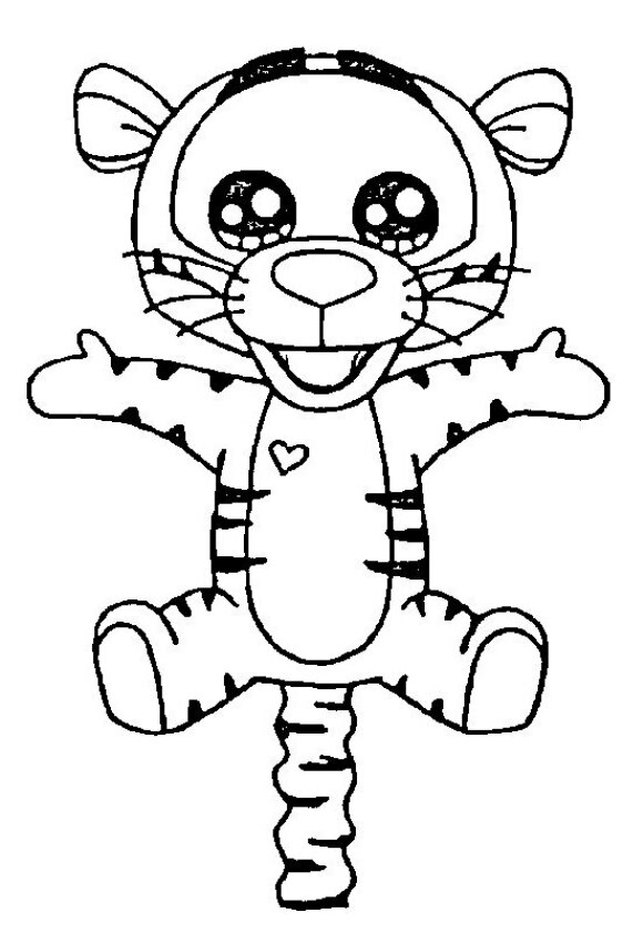 Dibujo Kawaii para colorear de tigre bebé