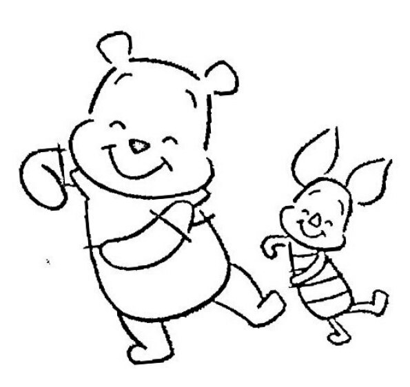 Dibujo Kawaii para colorear de Winnie the Pooh y Piglet 2