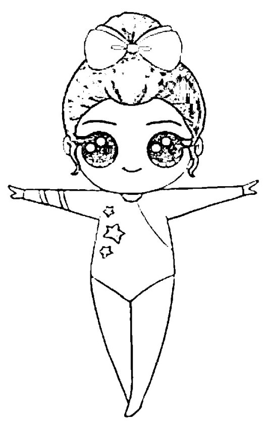 Dibujo para colorear de bailarina Kawaii 2