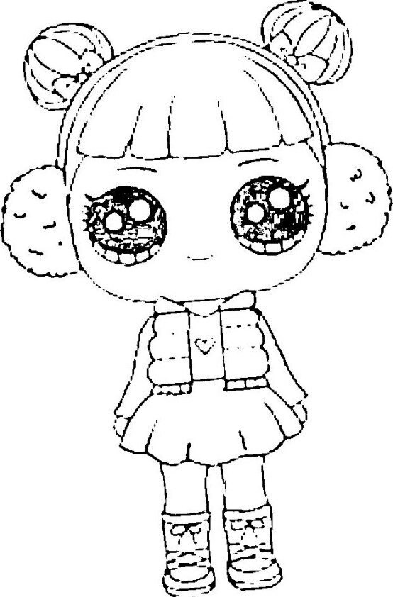 Dibujo para colorear de chica Kawaii con cascos de música 2