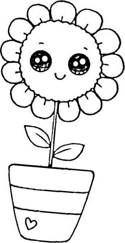 Dibujo para colorear de flor Kawaii 4