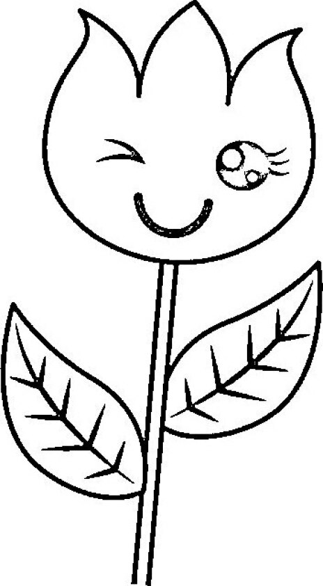 Dibujo para colorear de flor Kawaii