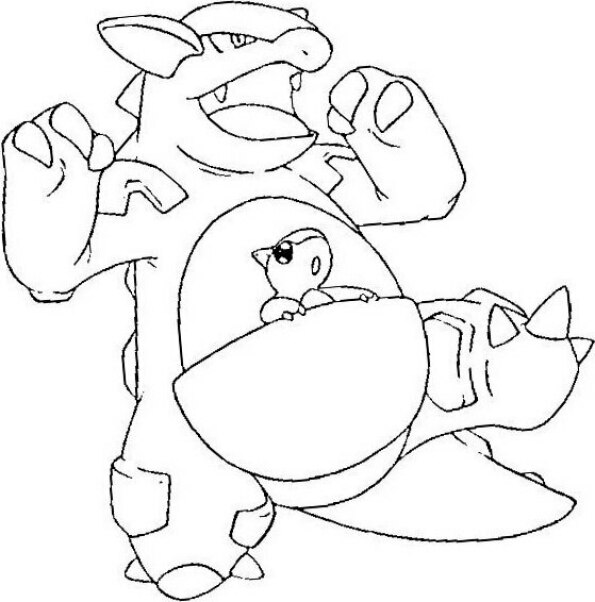 dibujo pokemon para colorear de Kangaskhan