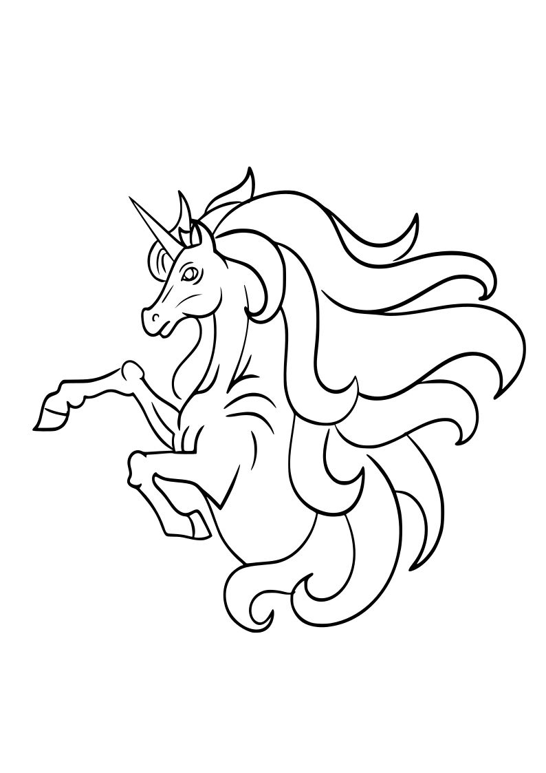 Dibujo de unicornio kawaii para imprimir y colorear