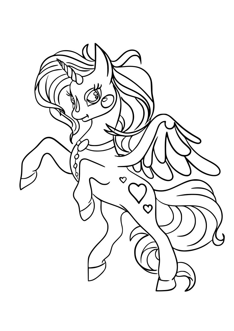 Dibujo de unicornio kawaii para imprimir y colorear