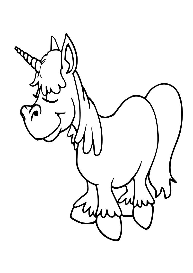 Dibujo de unicornio kawaii para imprimir y colorear