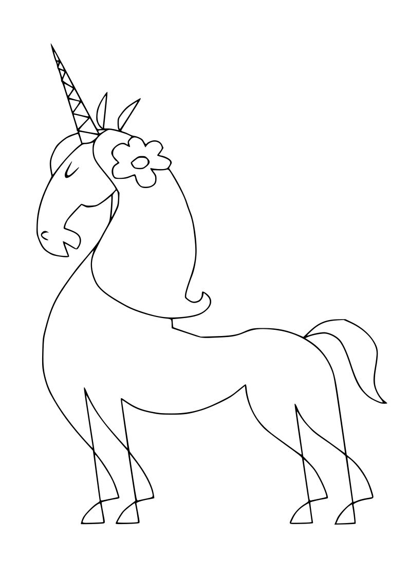 Dibujo de unicornio kawaii para imprimir y colorear