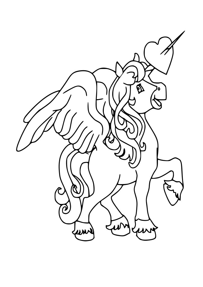 Dibujo de unicornio kawaii para imprimir y colorear