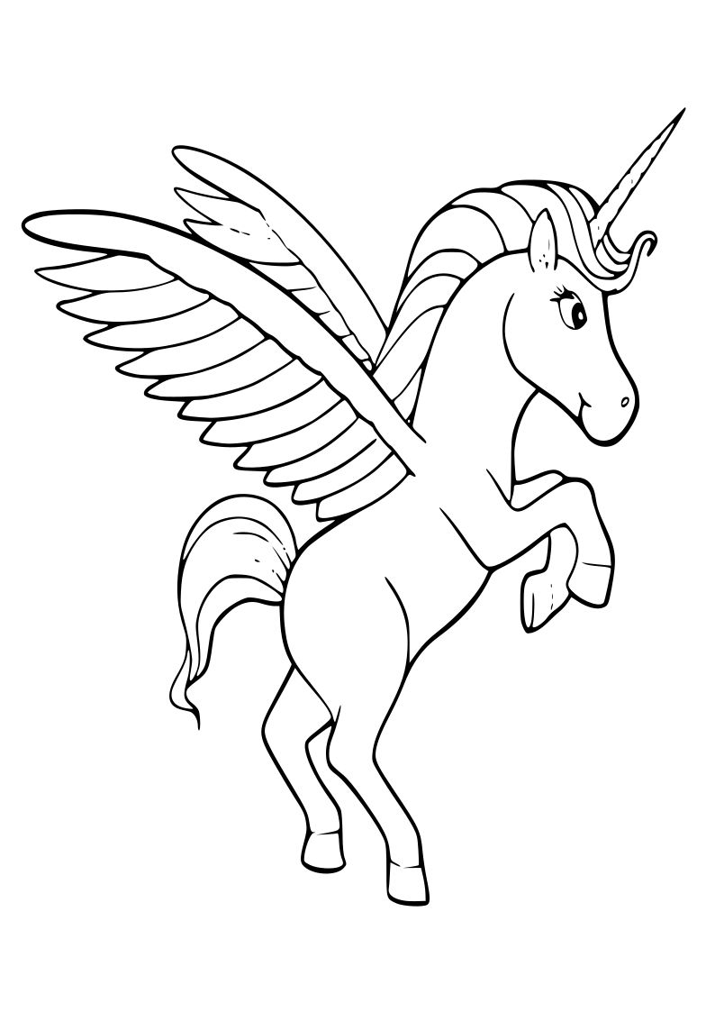 Dibujo de unicornio kawaii para imprimir y colorear