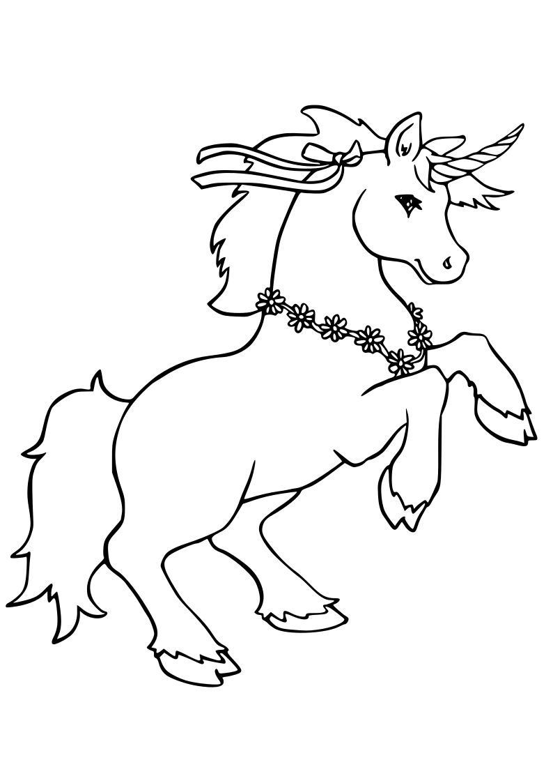 Dibujo de unicornio kawaii para imprimir y colorear