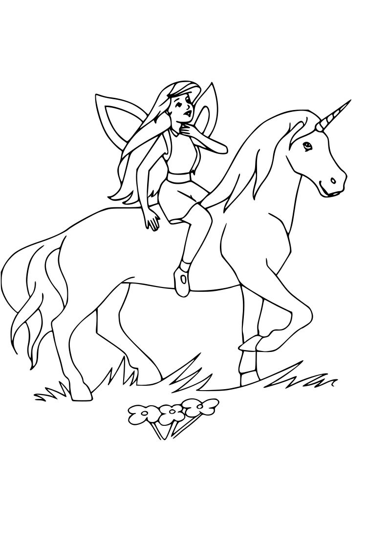 Dibujo de unicornio kawaii para imprimir y colorear