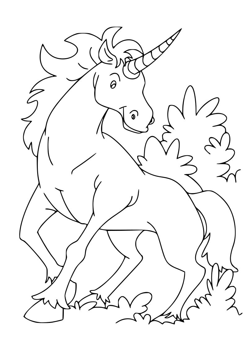 Dibujo de unicornio kawaii para imprimir y colorear