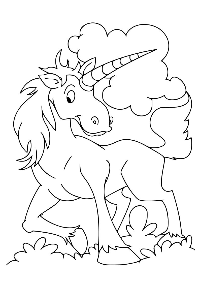 Dibujo de unicornio kawaii para imprimir y colorear