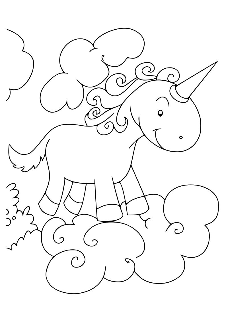 Dibujo de unicornio kawaii para imprimir y colorear