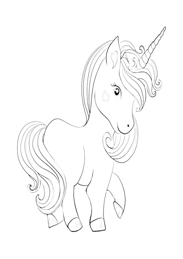 Dibujo de unicornio kawaii para imprimir y colorear