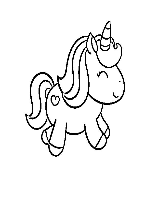 Dibujo de unicornio kawaii para imprimir y colorear