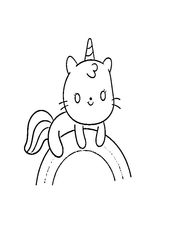 Dibujo de unicornio kawaii arcoiris para imprimir y colorear