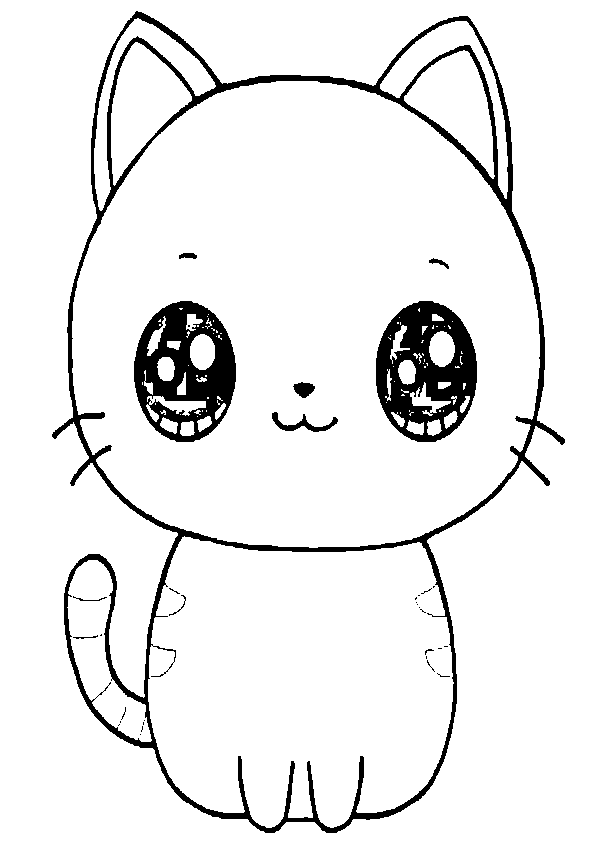 Dibujo de gatito kawaii para imprimir y colorear