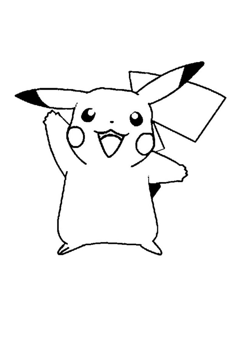 Dibujo de pikachu kawaii para imprimir y colorear