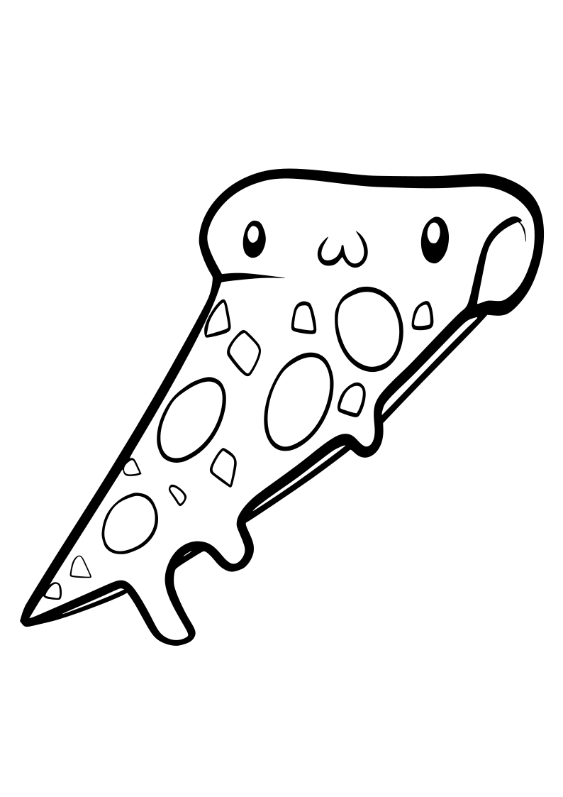 Dibujo de pizza kawaii para imprimir y colorear