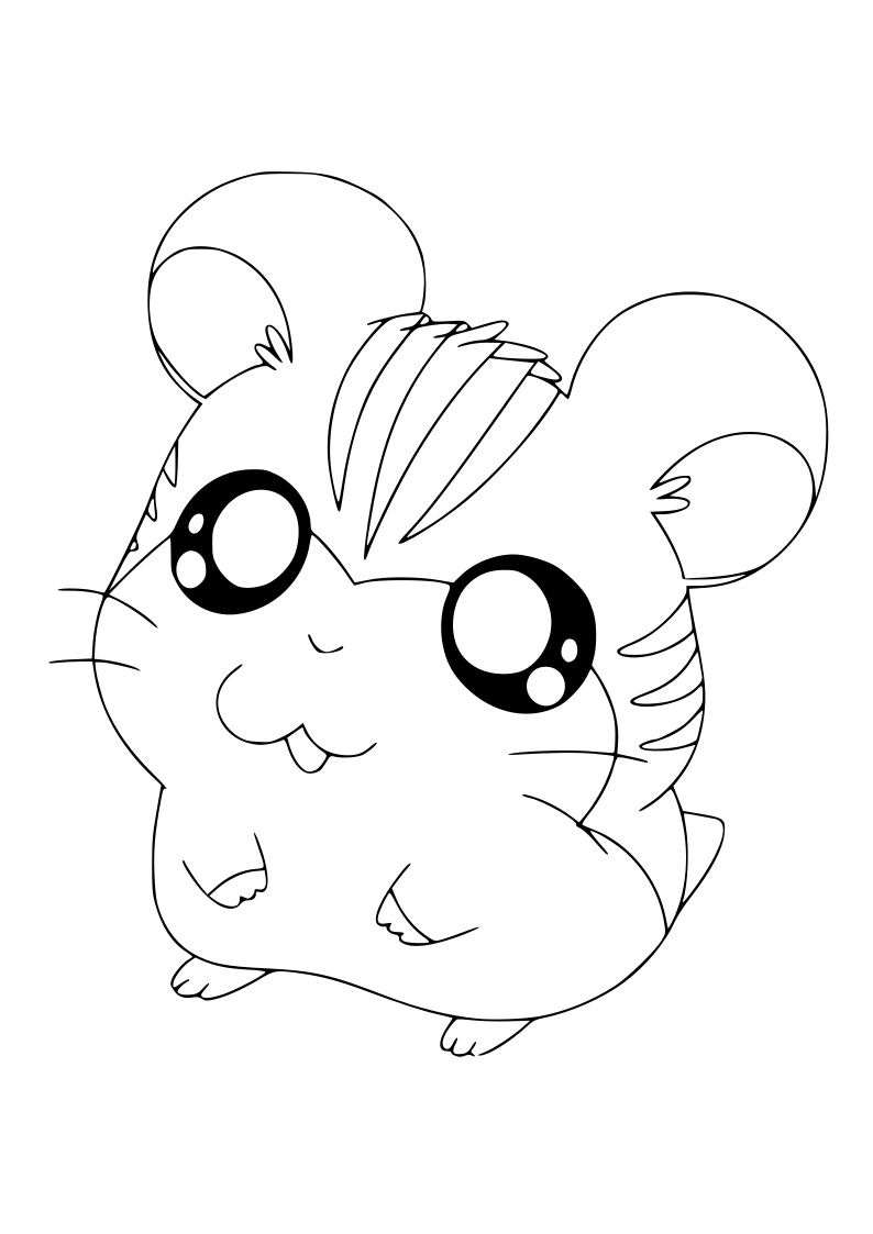 Dibujo de ratita 2 kawaii para imprimir y colorear