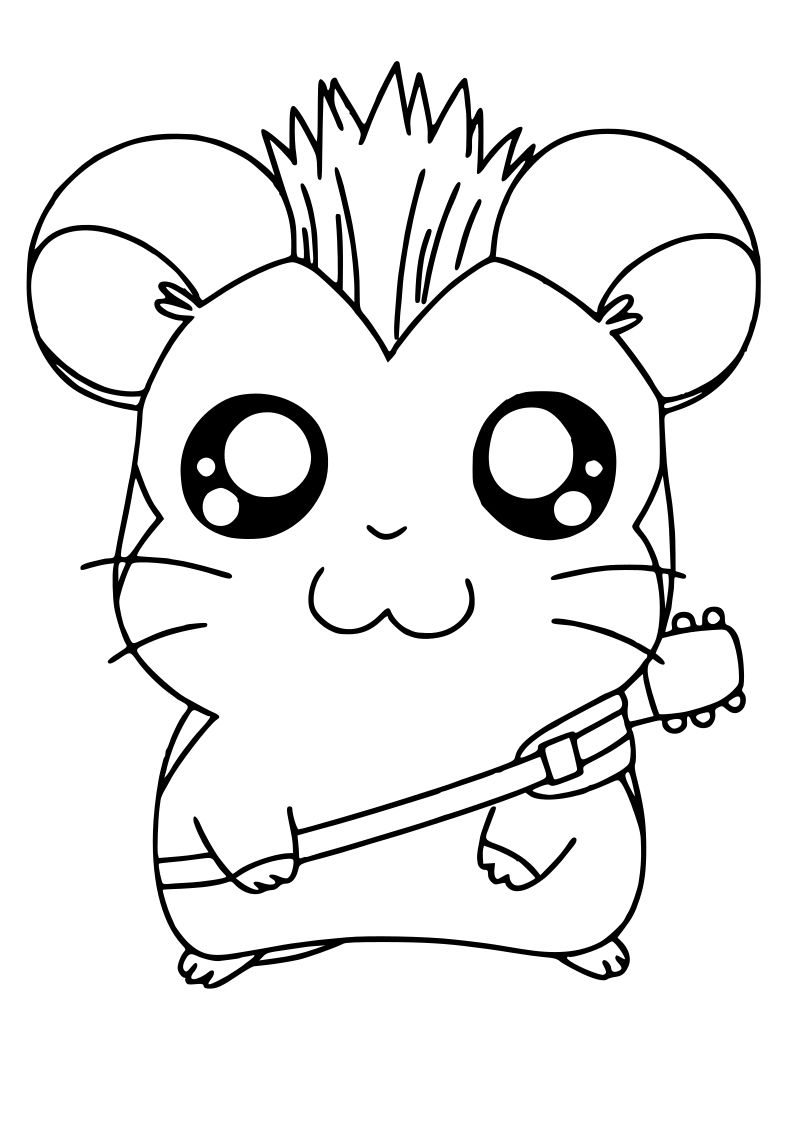 Dibujo de ratita rockera kawaii para imprimir y colorear