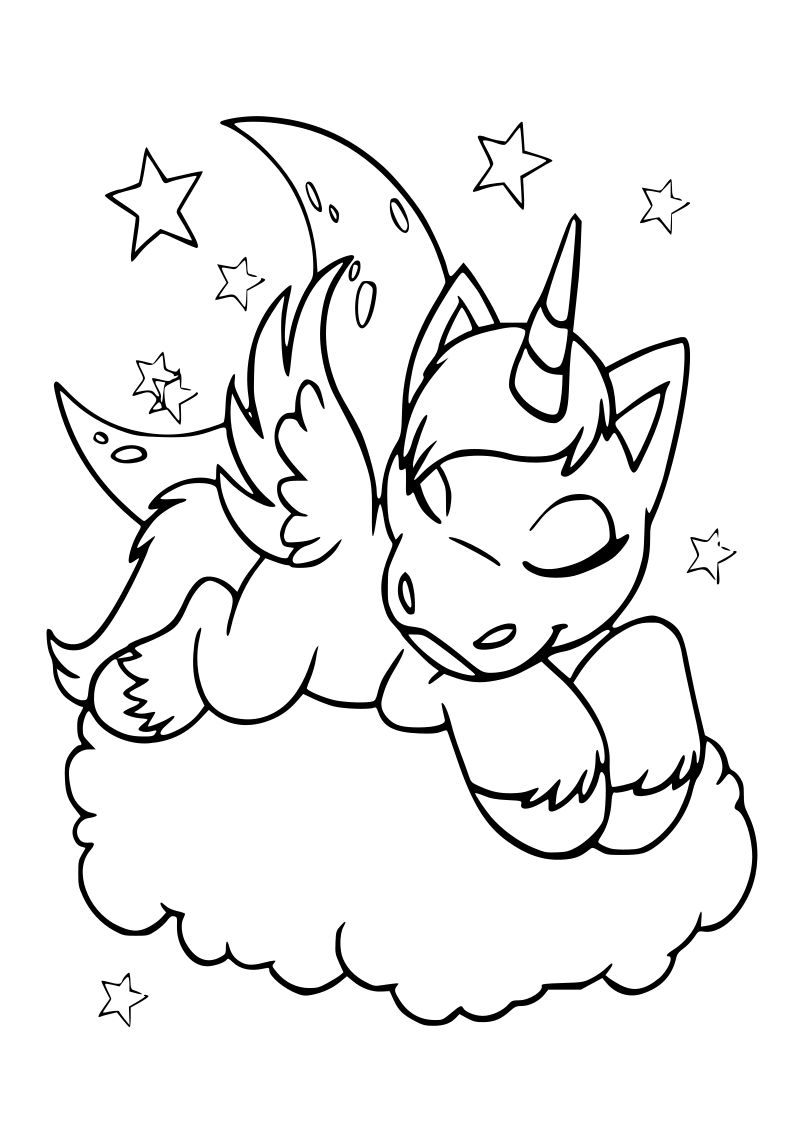 Dibujo de unicornio kawaii para imprimir y colorear