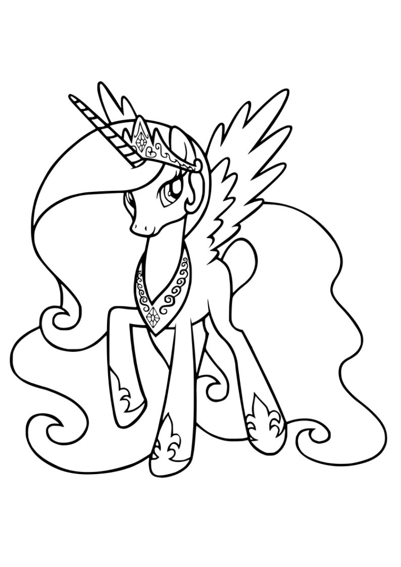 Dibujo de unicornio kawaii para imprimir y colorear