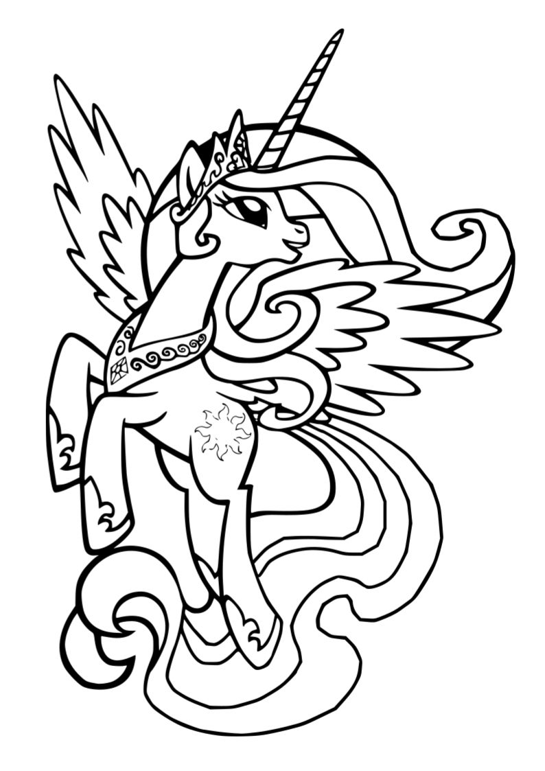 Dibujo de unicornio kawaii para imprimir y colorear