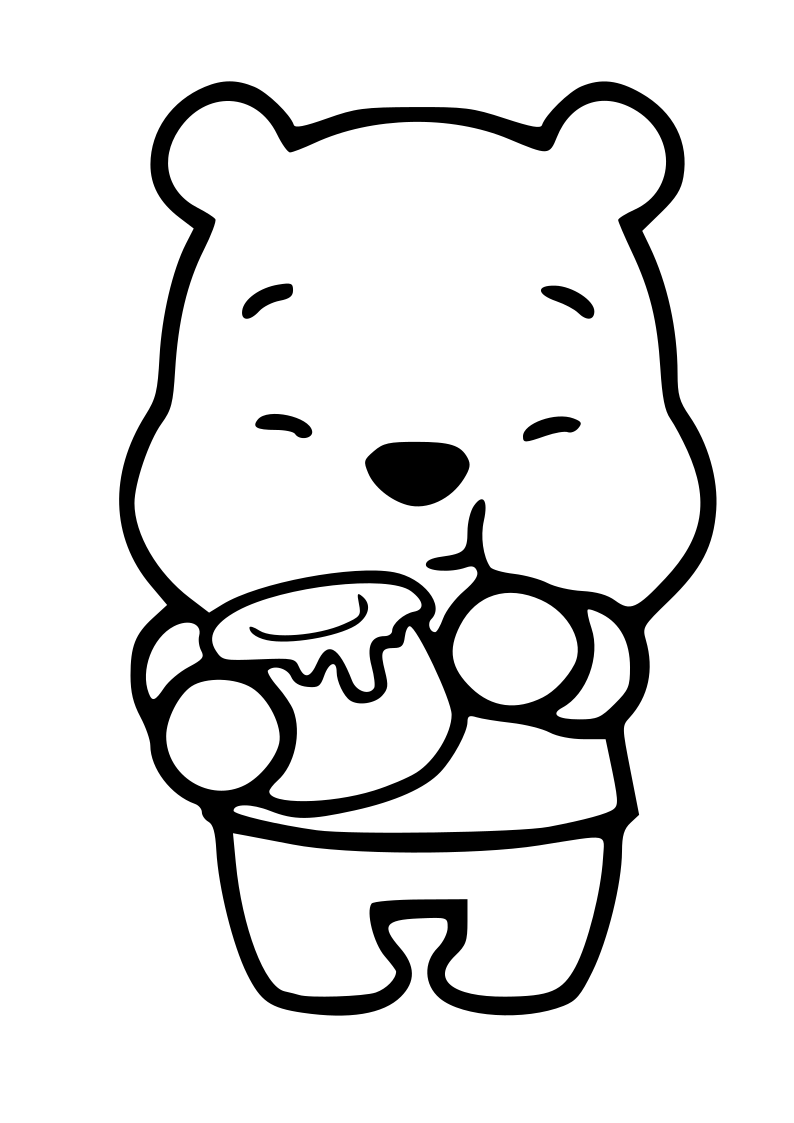 Dibujo de winnie the pooh kawaii para imprimir y colorear