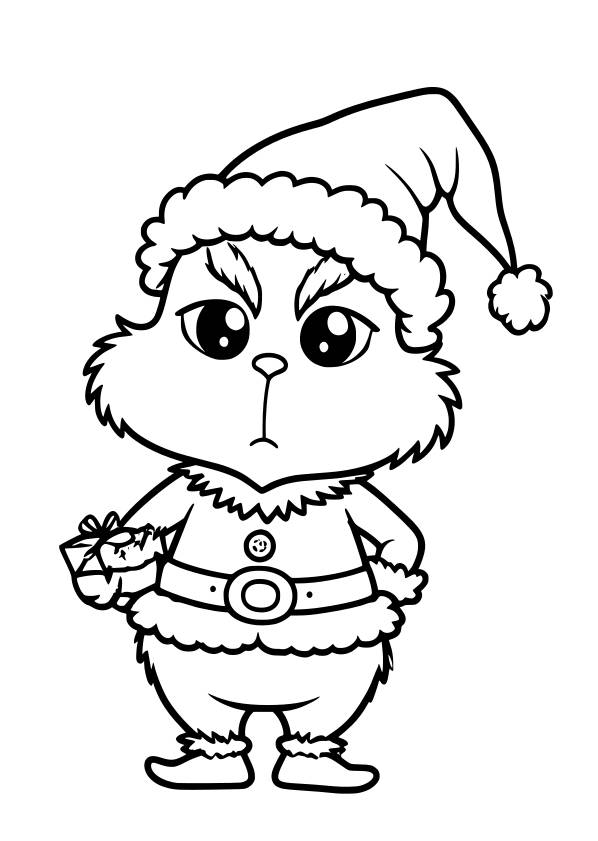 Dibujo kawaii para colorear de Grinch Navidad