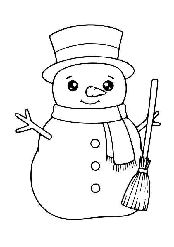 Dibujo kawaii para colorear de muñeco de nieve Navidad 2