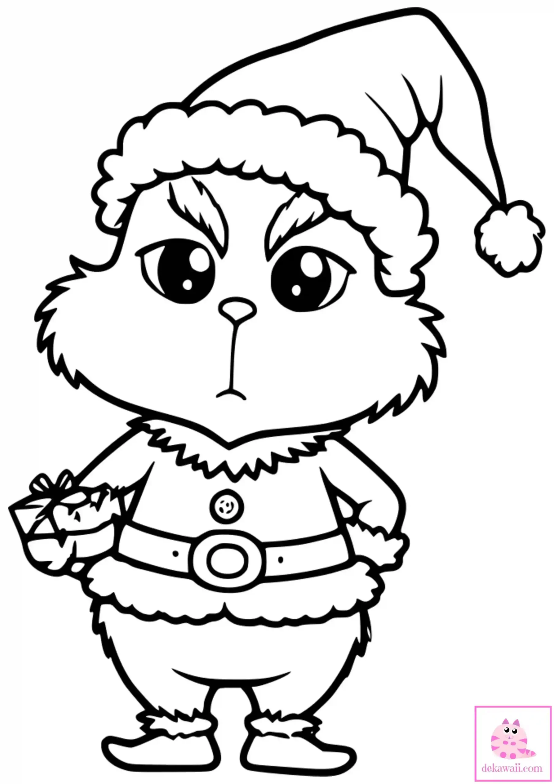 Dibujo kawaii para colorear de Grinch Navidad