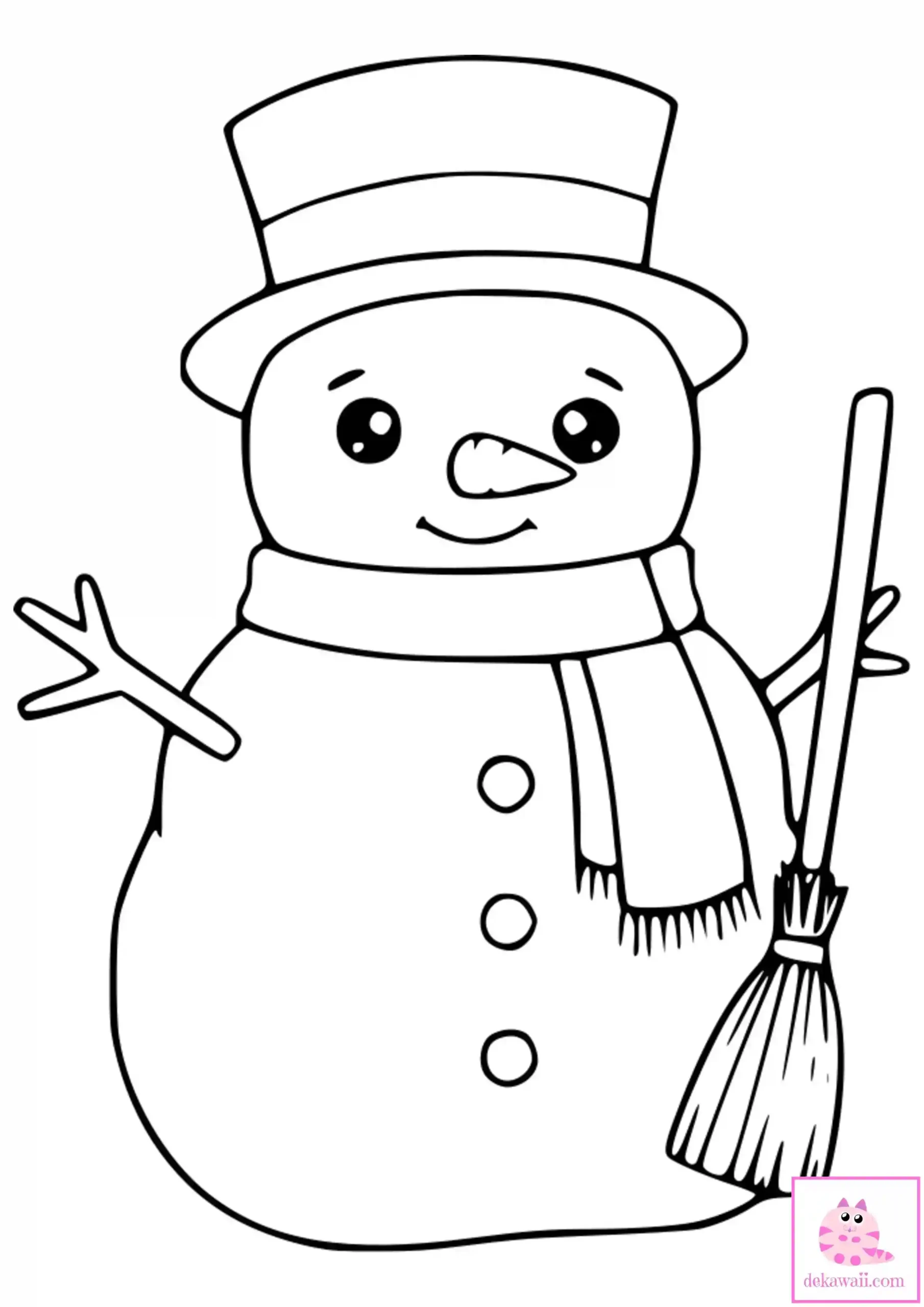 Dibujo kawaii para colorear de muñeco de nieve Navidad 2