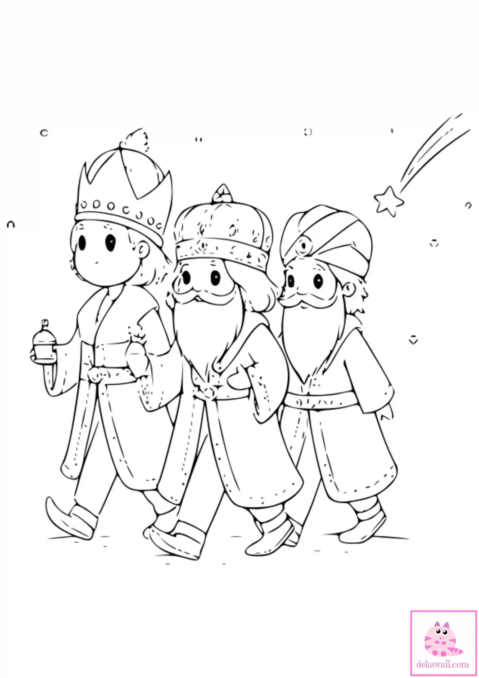 Dibujo de Navidad para colorear de los Reyes Magos de Oriente 18