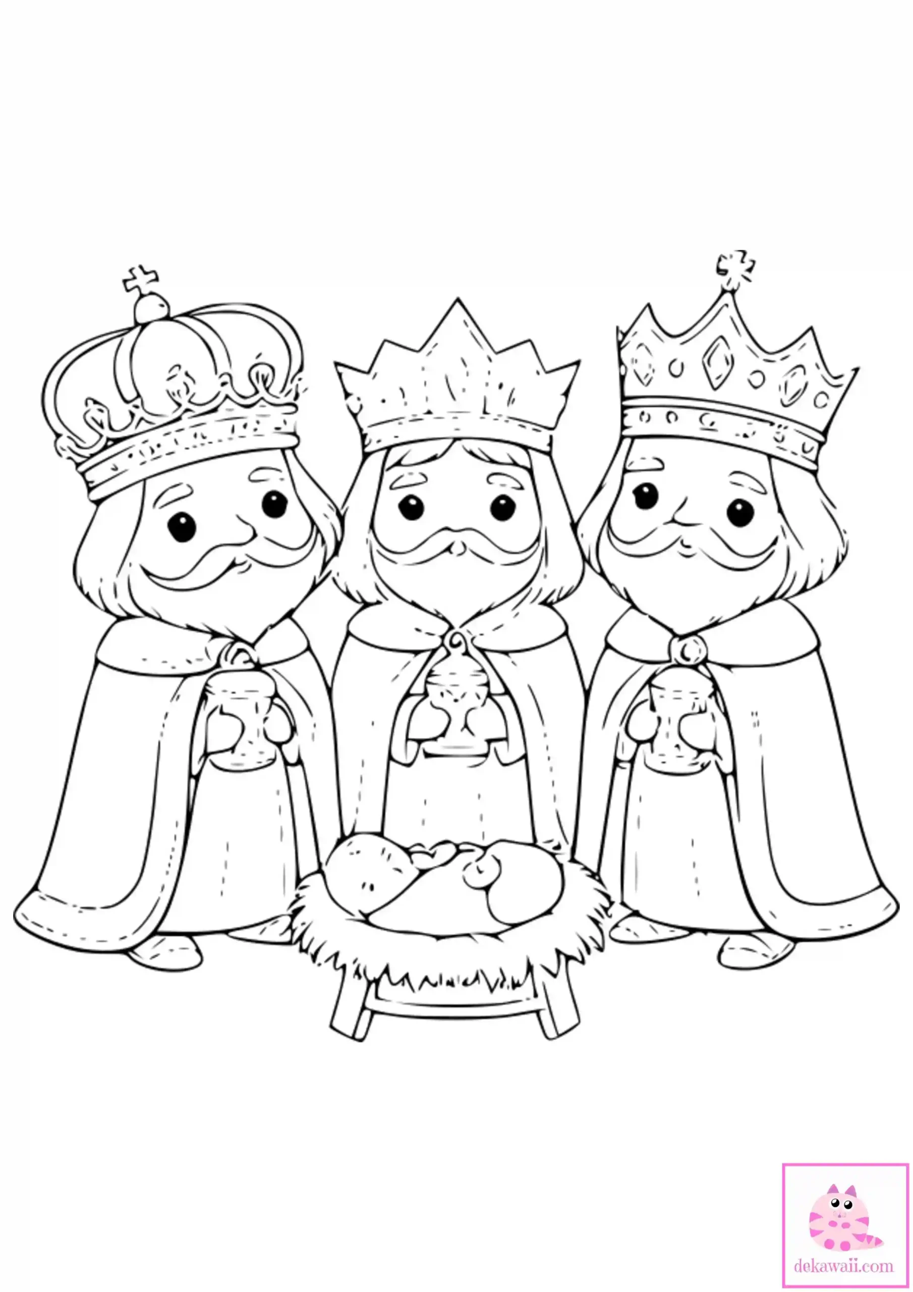 Dibujo de Navidad para colorear de los Reyes Magos de Oriente 24