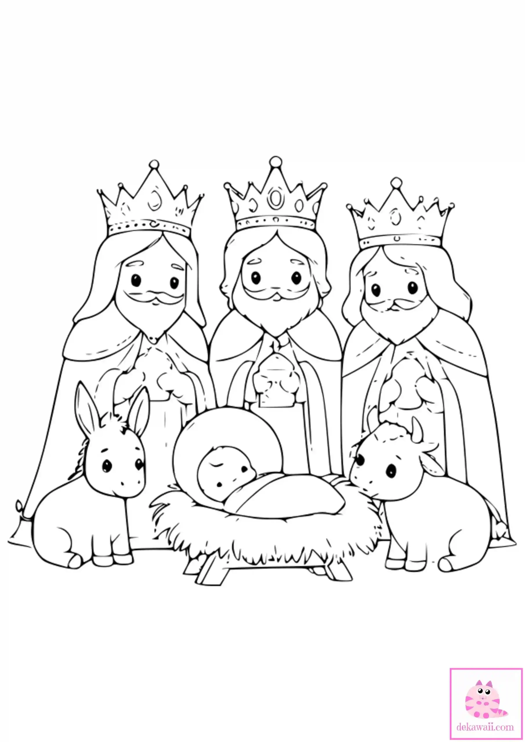 Dibujo de Navidad para colorear de los Reyes Magos de Oriente 5